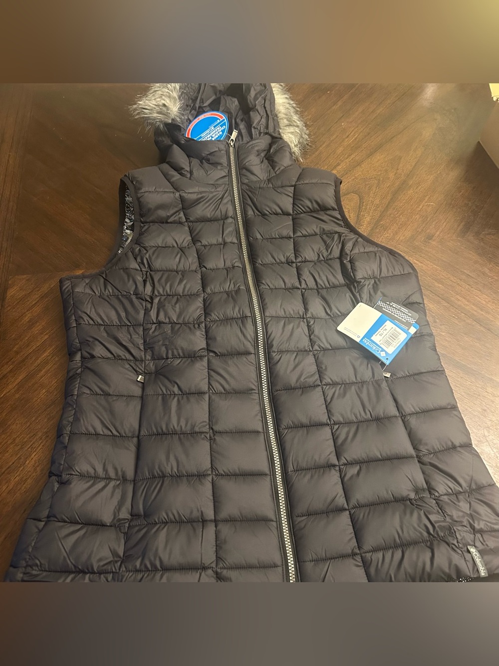 Columbia Women's Long Puffer Omni Heat Full Zip Insulated Vest Black XL New